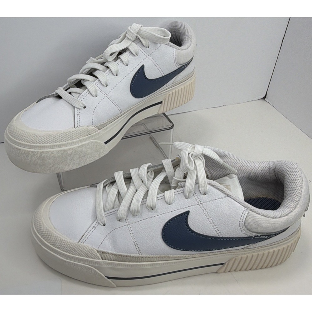 Size 9 - Nike Court Legacy Lift White Diffused Blue Platform Sneakers DM7590-104 - Picture 11 of 16